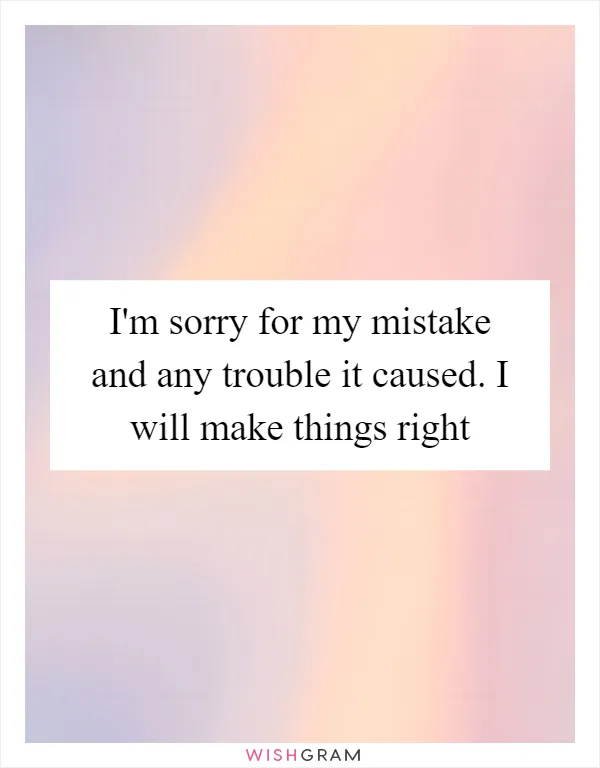 I'm sorry for my mistake and any trouble it caused. I will make things right