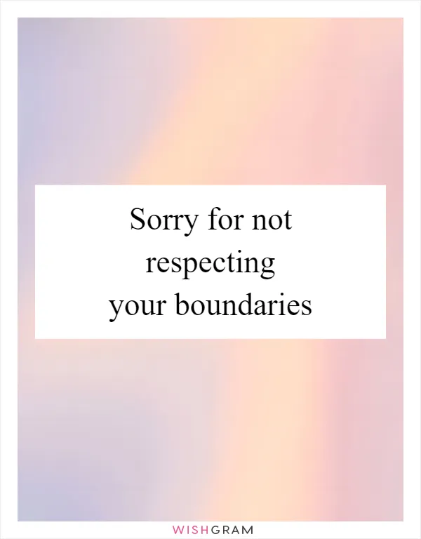 Sorry for not respecting your boundaries
