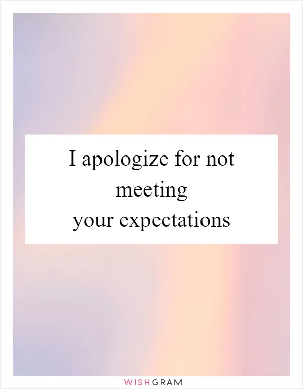 I apologize for not meeting your expectations