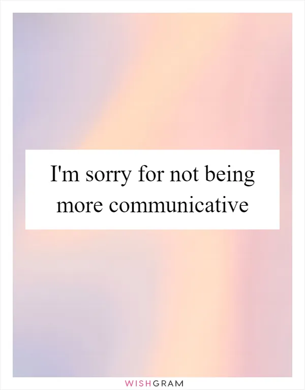 I'm sorry for not being more communicative