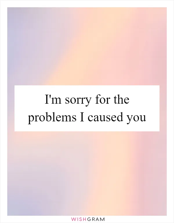 I'm sorry for the problems I caused you