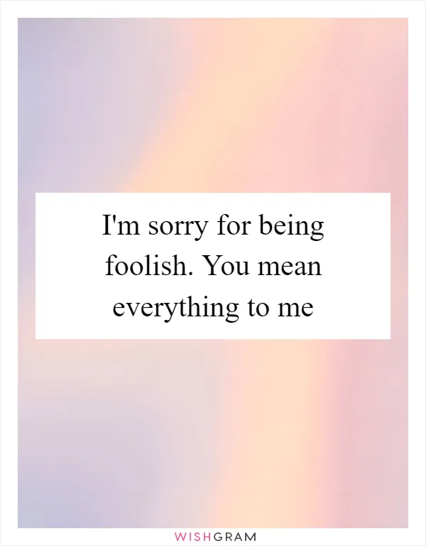 I'm sorry for being foolish. You mean everything to me