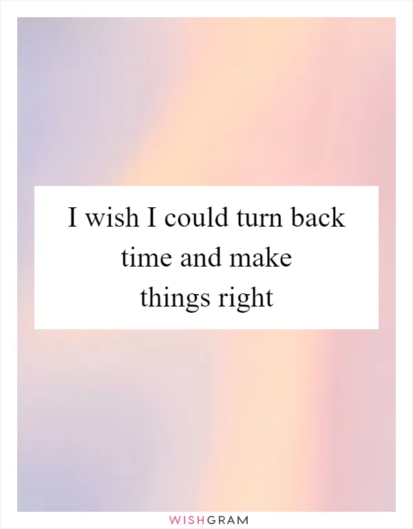 I wish I could turn back time and make things right