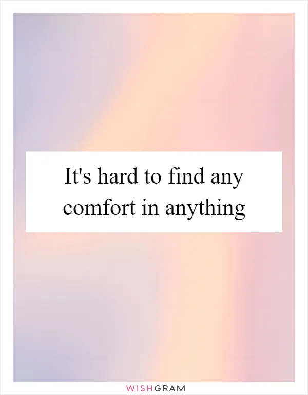 It's hard to find any comfort in anything
