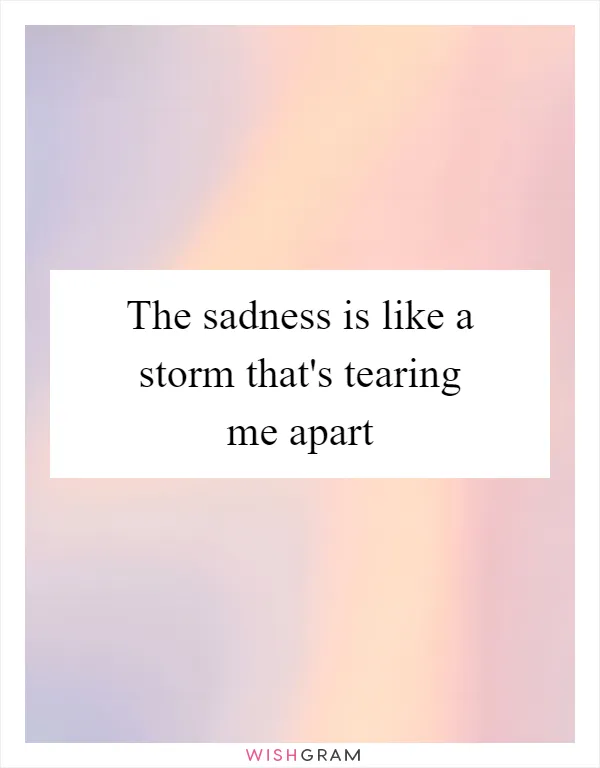 The sadness is like a storm that's tearing me apart