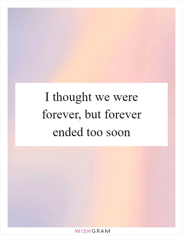 I thought we were forever, but forever ended too soon