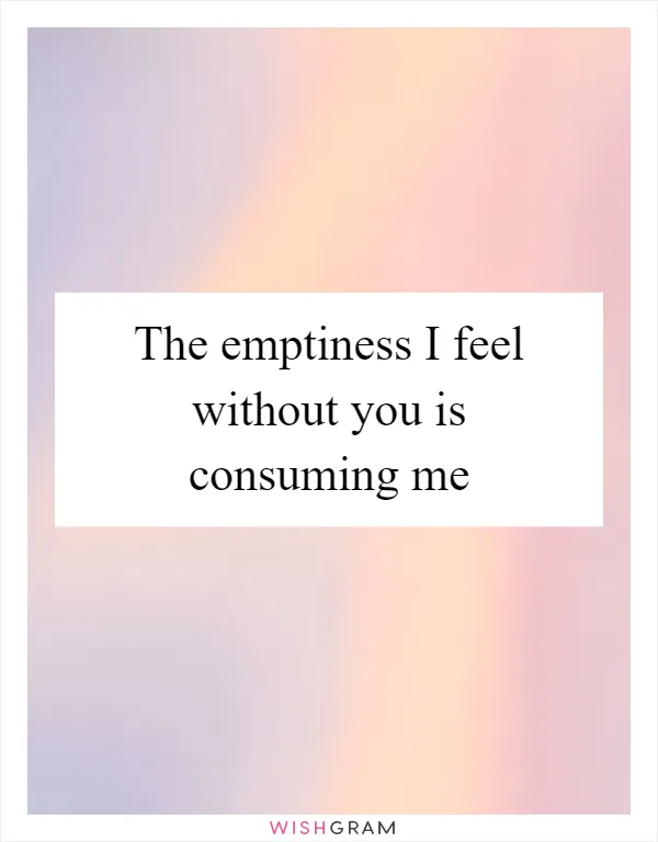 The emptiness I feel without you is consuming me
