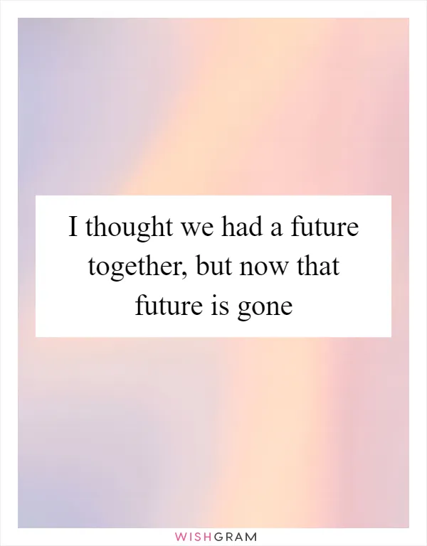 I thought we had a future together, but now that future is gone