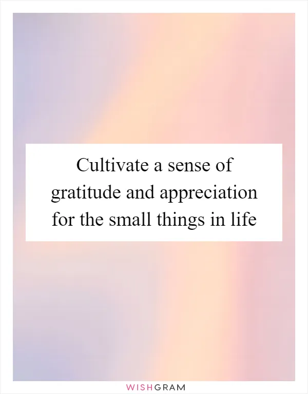 Cultivate a sense of gratitude and appreciation for the small things in life