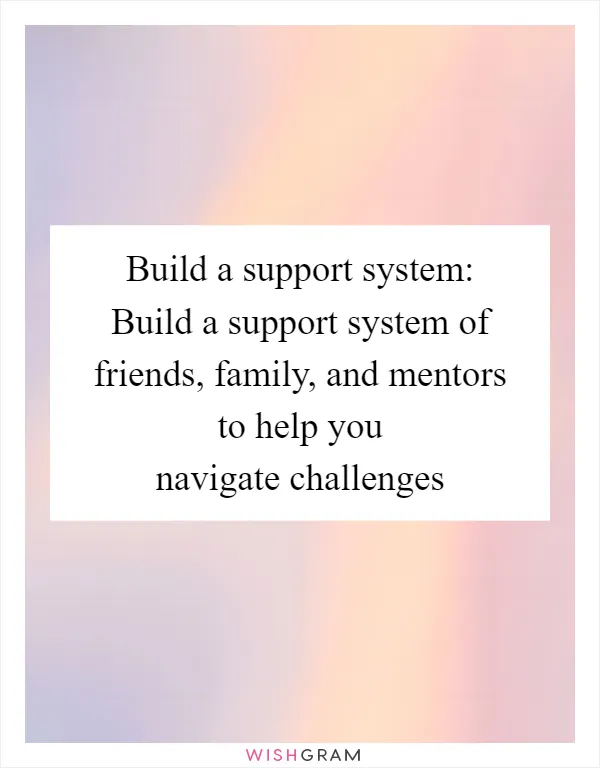 Build a support system: Build a support system of friends, family, and mentors to help you navigate challenges