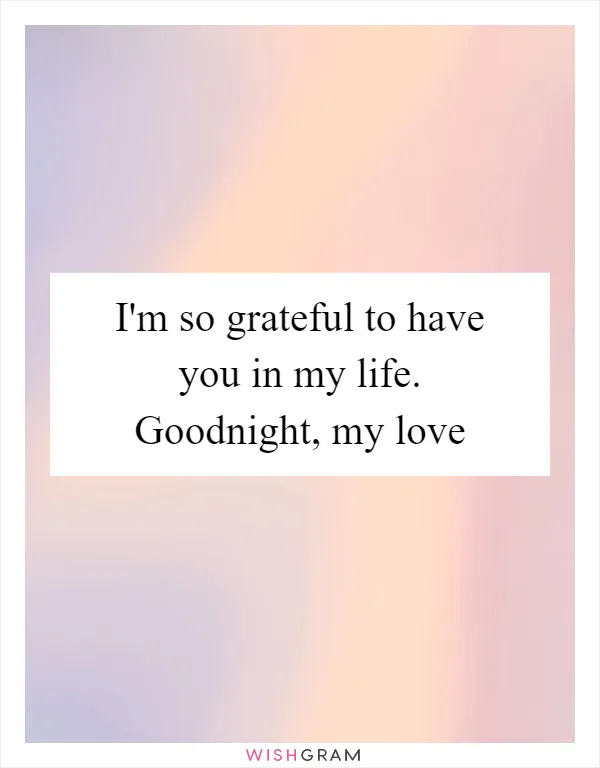 I'm so grateful to have you in my life. Goodnight, my love