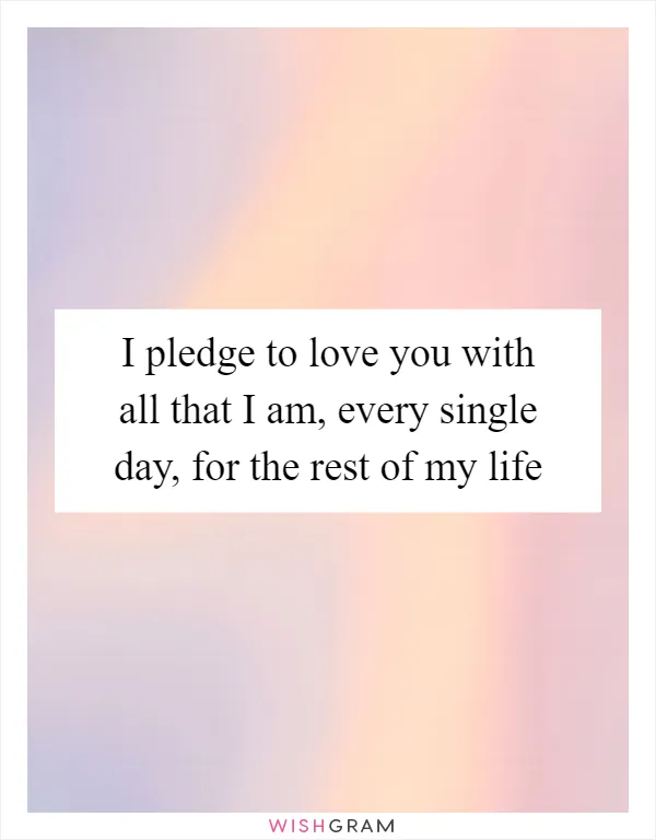 I pledge to love you with all that I am, every single day, for the rest of my life