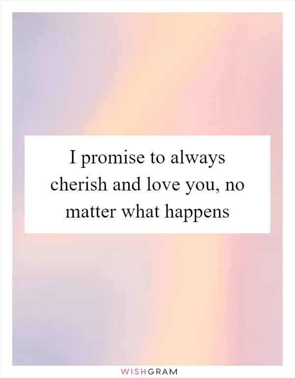 I promise to always cherish and love you, no matter what happens