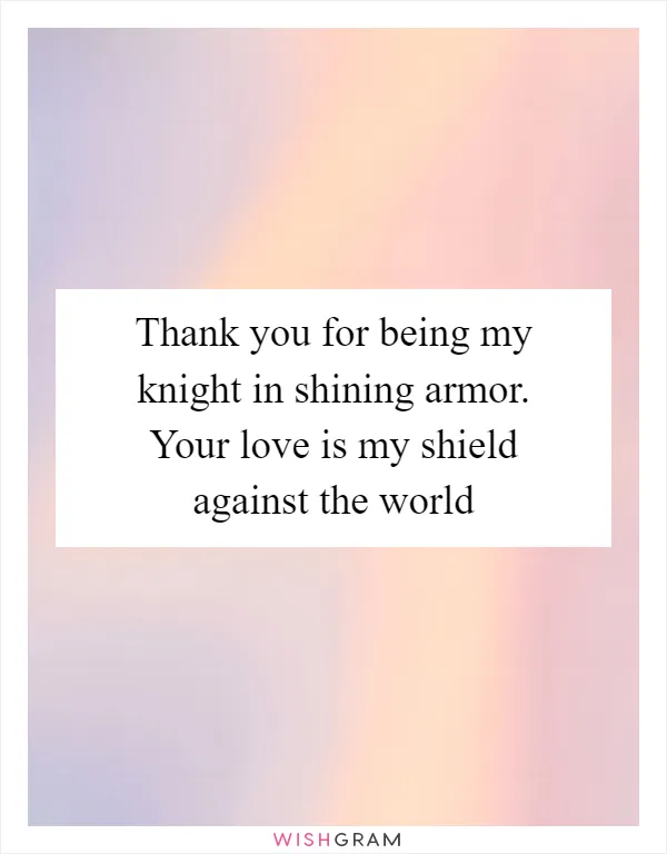 Thank you for being my knight in shining armor. Your love is my shield against the world