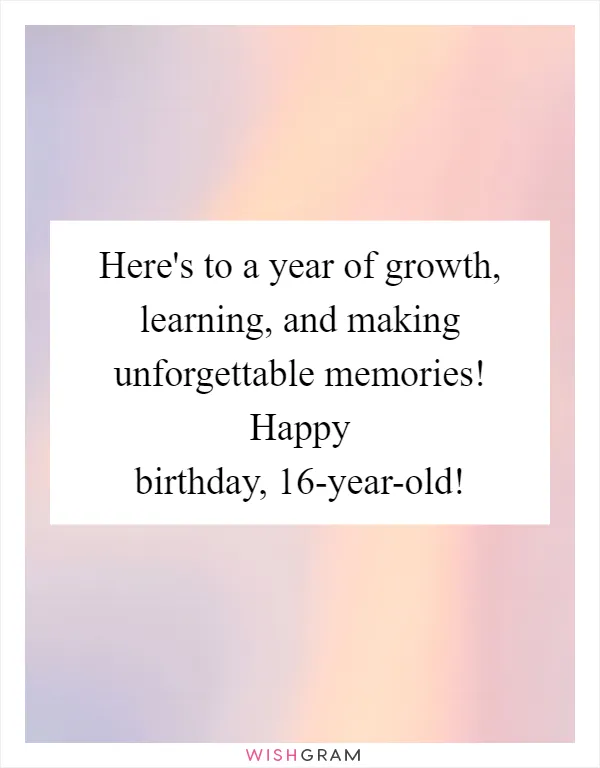 Here's to a year of growth, learning, and making unforgettable memories! Happy birthday, 16-year-old!