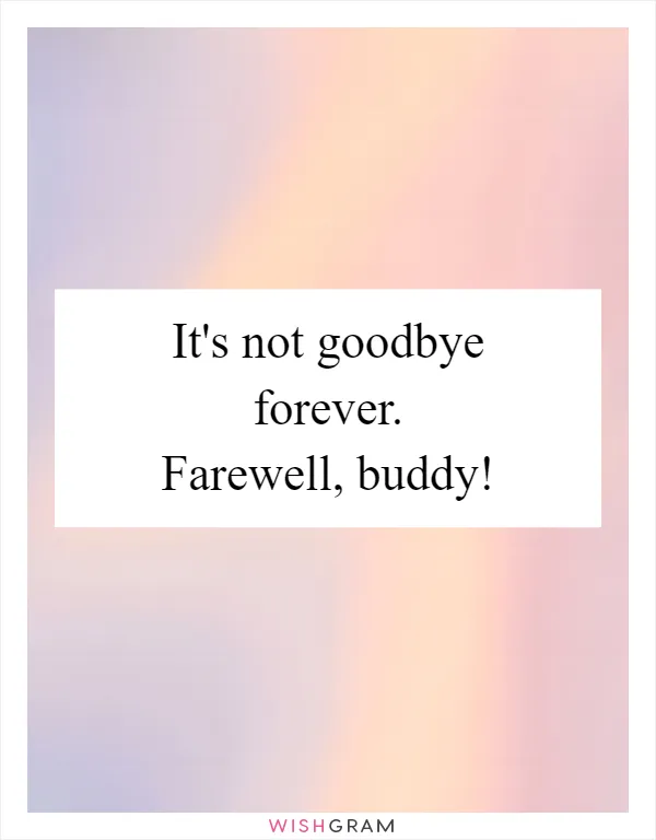 It's not goodbye forever. Farewell, buddy!