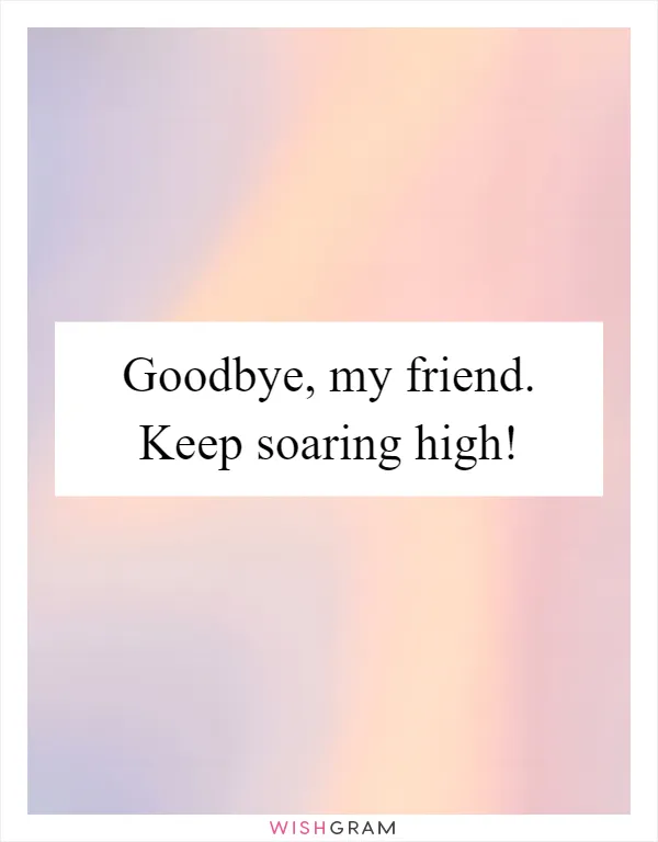 Goodbye, my friend. Keep soaring high!