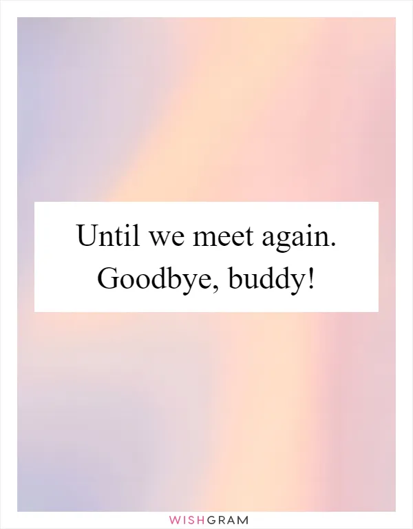 Until we meet again. Goodbye, buddy!