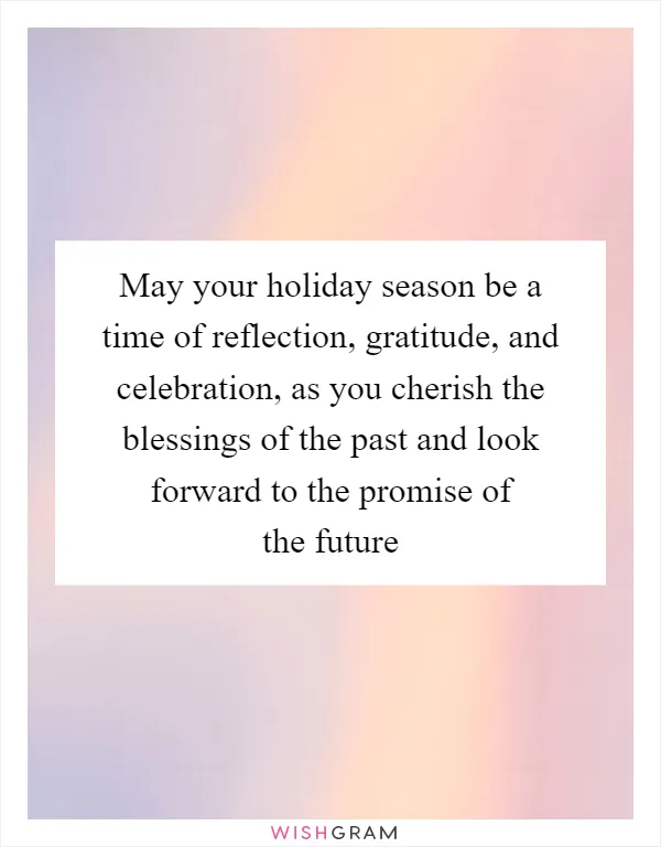 May your holiday season be a time of reflection, gratitude, and celebration, as you cherish the blessings of the past and look forward to the promise of the future