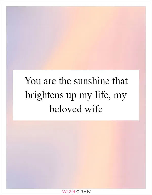 You are the sunshine that brightens up my life, my beloved wife