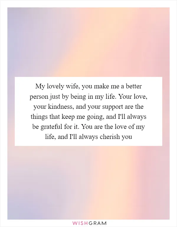 My lovely wife, you make me a better person just by being in my life. Your love, your kindness, and your support are the things that keep me going, and I'll always be grateful for it. You are the love of my life, and I'll always cherish you