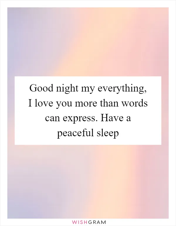 Good night my everything, I love you more than words can express. Have a peaceful sleep