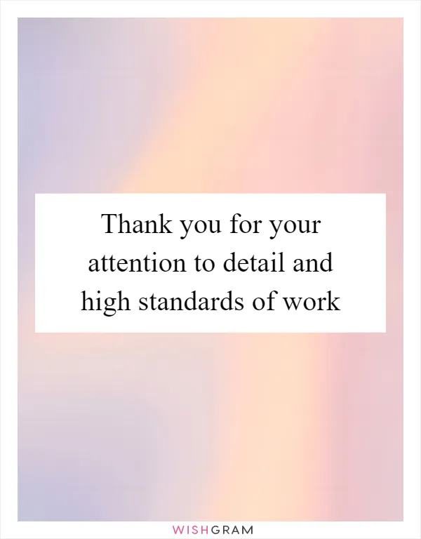 Thank you for your attention to detail and high standards of work