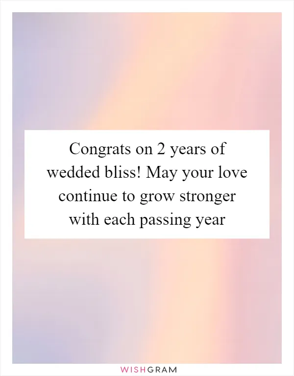 Congrats on 2 years of wedded bliss! May your love continue to grow stronger with each passing year