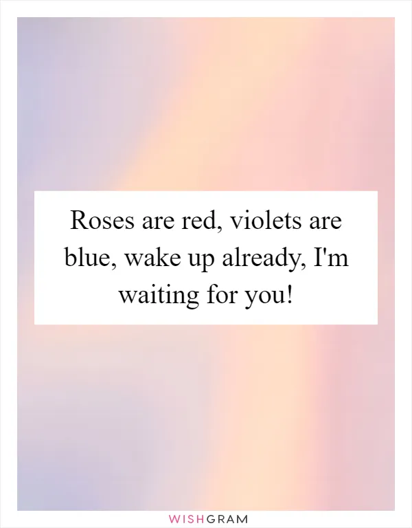 Roses are red, violets are blue, wake up already, I'm waiting for you!