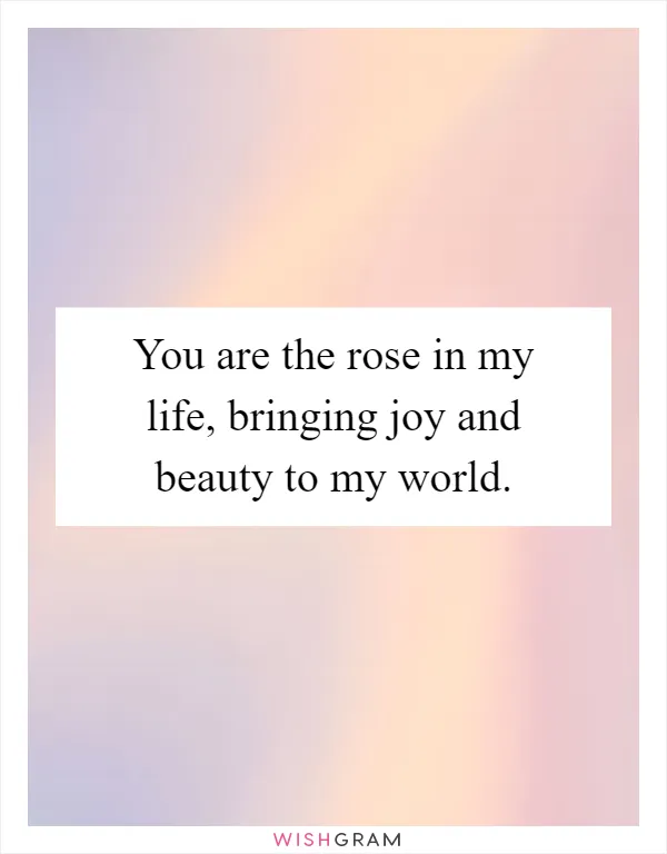 You are the rose in my life, bringing joy and beauty to my world