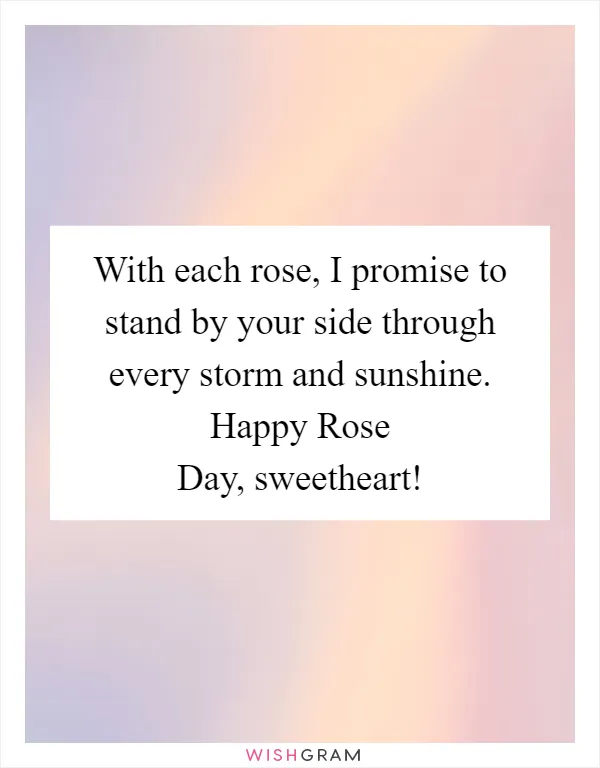 With each rose, I promise to stand by your side through every storm and sunshine. Happy Rose Day, sweetheart!