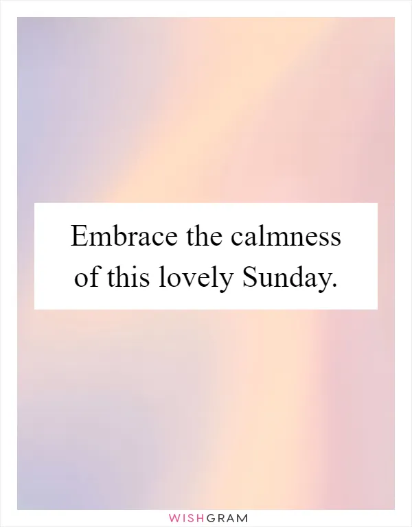Embrace the calmness of this lovely Sunday
