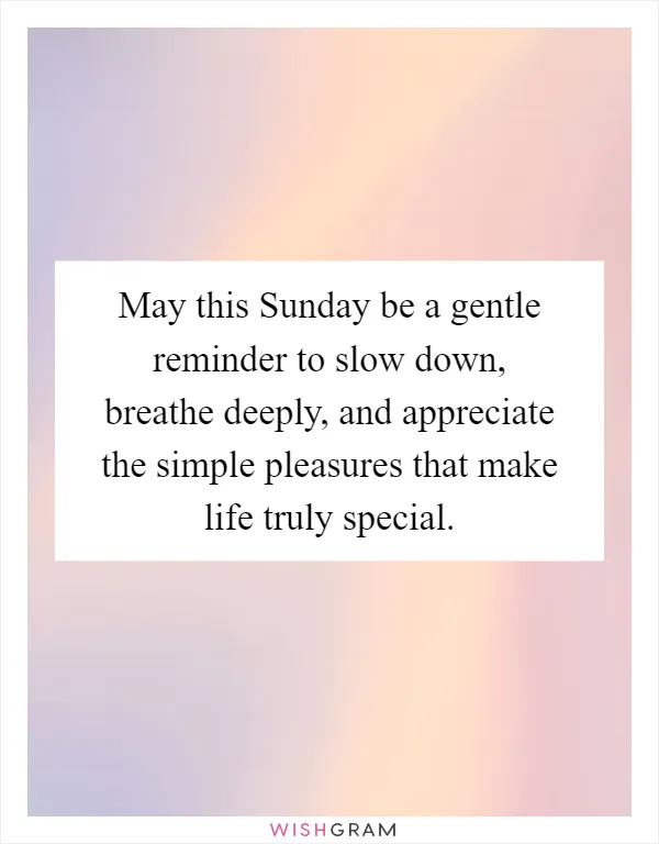 May this Sunday be a gentle reminder to slow down, breathe deeply, and appreciate the simple pleasures that make life truly special