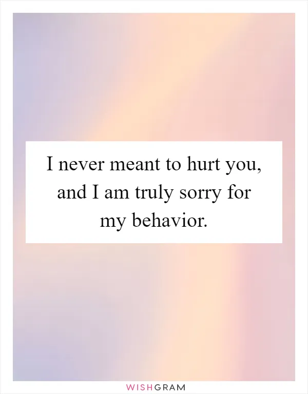 I never meant to hurt you, and I am truly sorry for my behavior