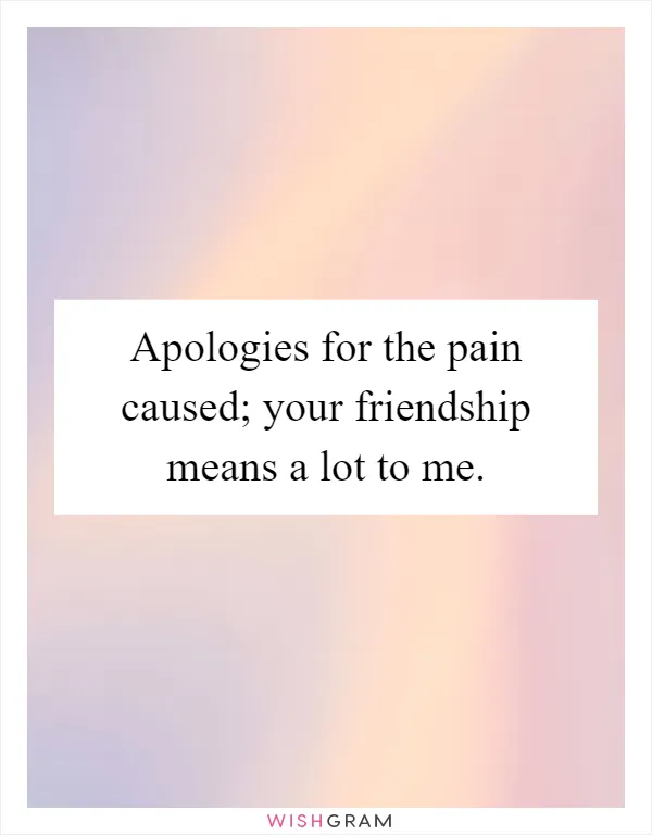 Apologies for the pain caused; your friendship means a lot to me