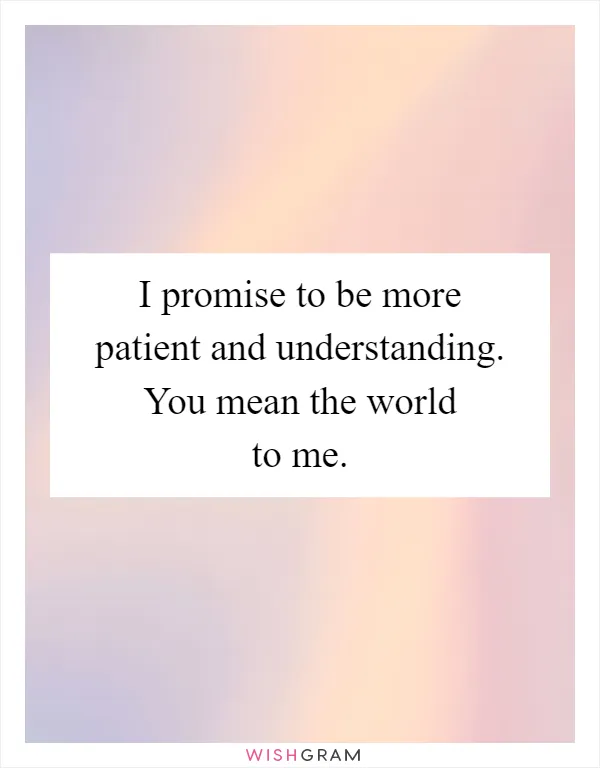 I promise to be more patient and understanding. You mean the world to me