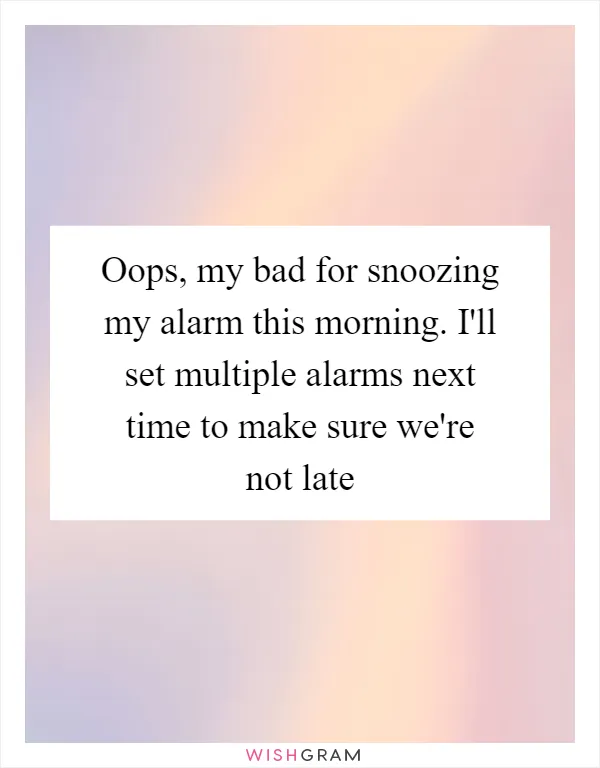 Oops, my bad for snoozing my alarm this morning. I'll set multiple alarms next time to make sure we're not late