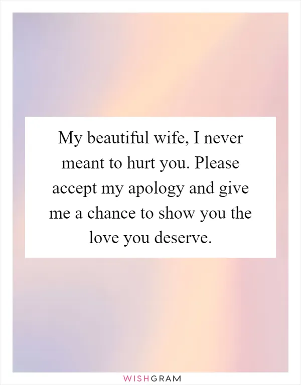 My beautiful wife, I never meant to hurt you. Please accept my apology and give me a chance to show you the love you deserve