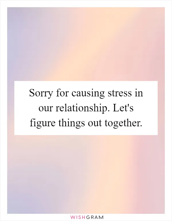 Sorry for causing stress in our relationship. Let's figure things out together