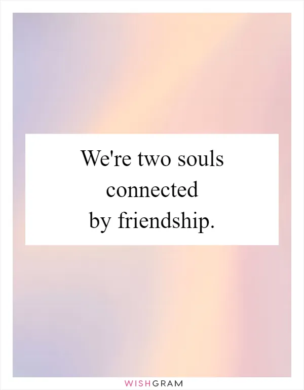 We're two souls connected by friendship