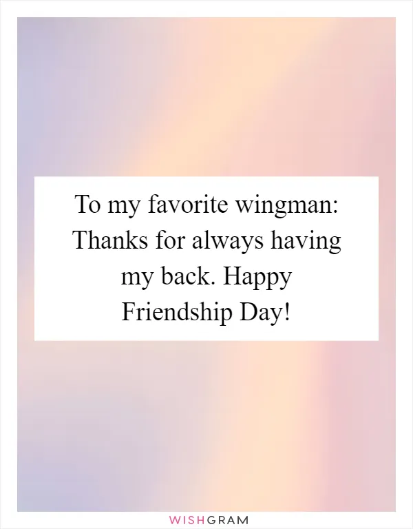 To my favorite wingman: Thanks for always having my back. Happy Friendship Day!