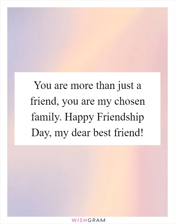 You are more than just a friend, you are my chosen family. Happy Friendship Day, my dear best friend!