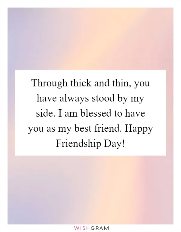 Through thick and thin, you have always stood by my side. I am blessed to have you as my best friend. Happy Friendship Day!