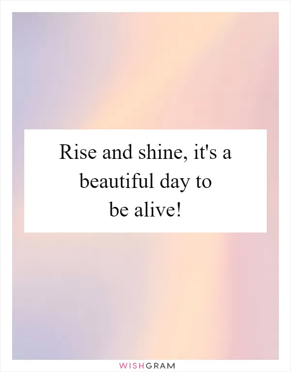 Rise and shine, it's a beautiful day to be alive!
