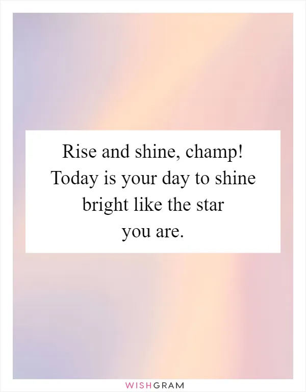 Rise and shine, champ! Today is your day to shine bright like the star you are