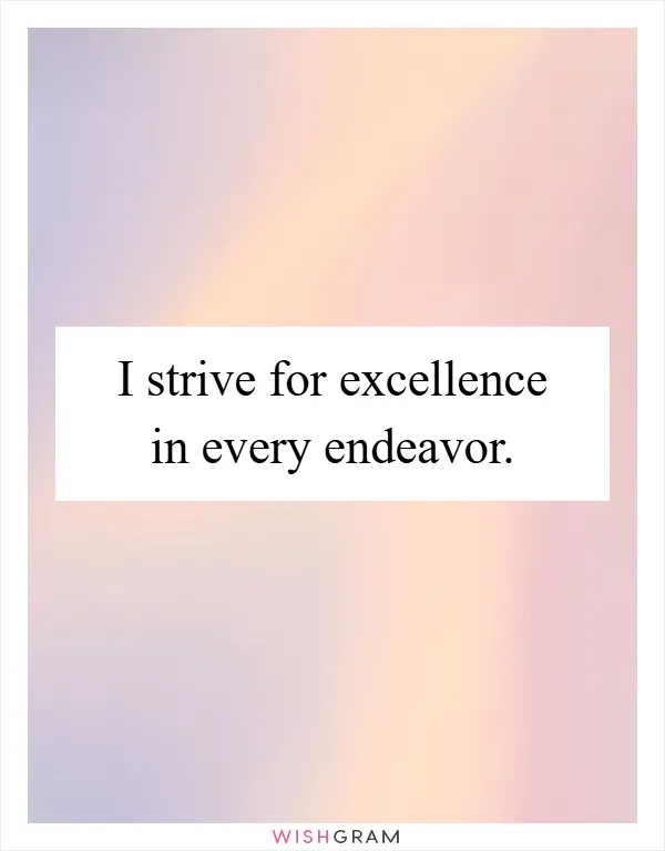 I strive for excellence in every endeavor
