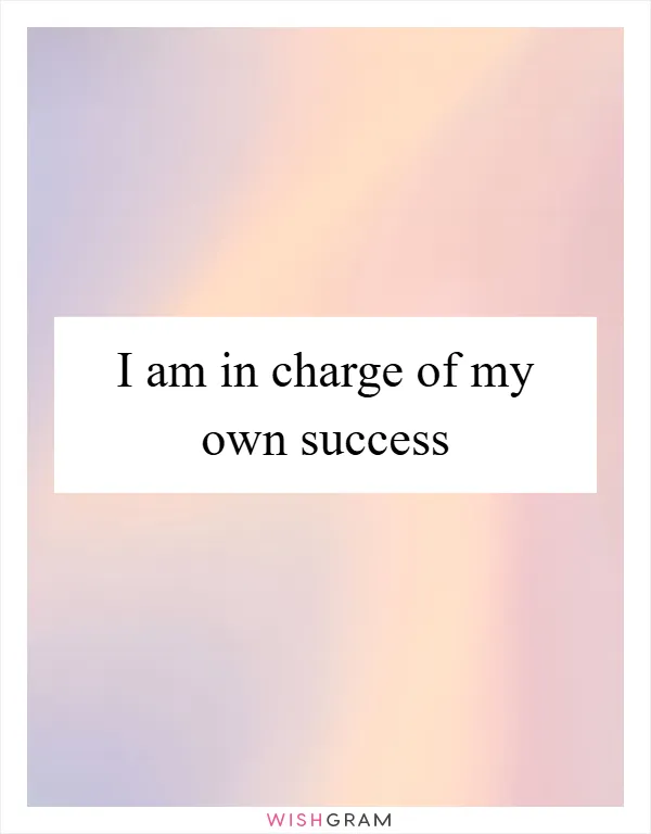 I am in charge of my own success