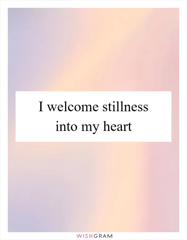 I welcome stillness into my heart