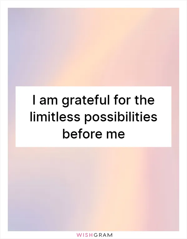 I am grateful for the limitless possibilities before me