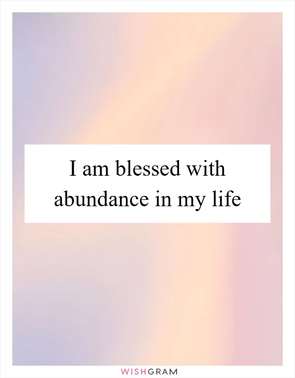 I am blessed with abundance in my life